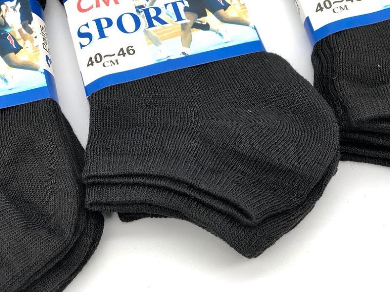 (12 Pairs) Thin Ankle Socks - BLACK - M7-11/ W8-12 Carousel 2