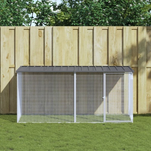 Chicken Cage with Roof Anthracite 203x98x90 Cm Galvanised Steel Tonkbak Carousel 1