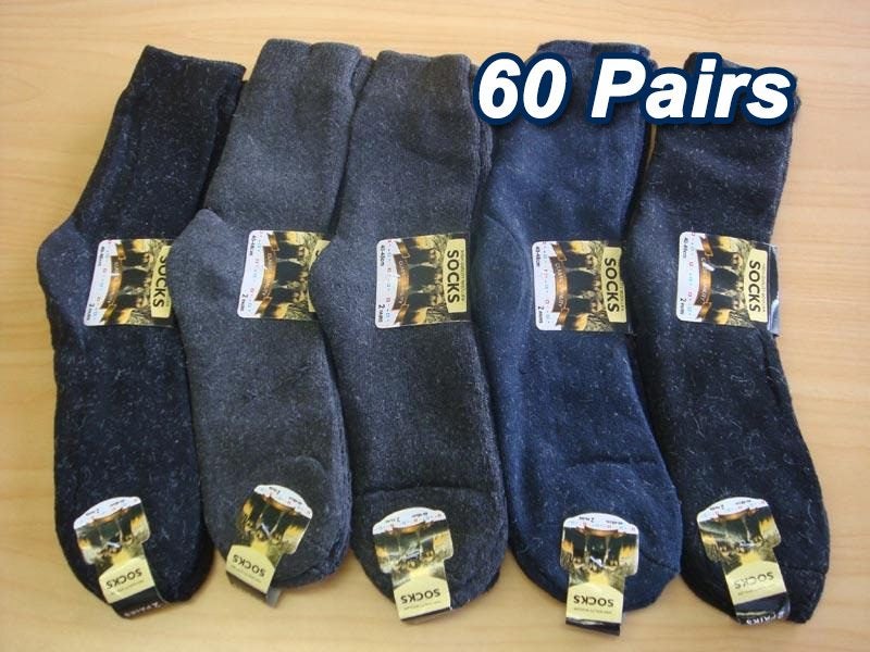 WHOLESALE - (60 Pairs) Men's Thermal/Work Socks Carousel 1