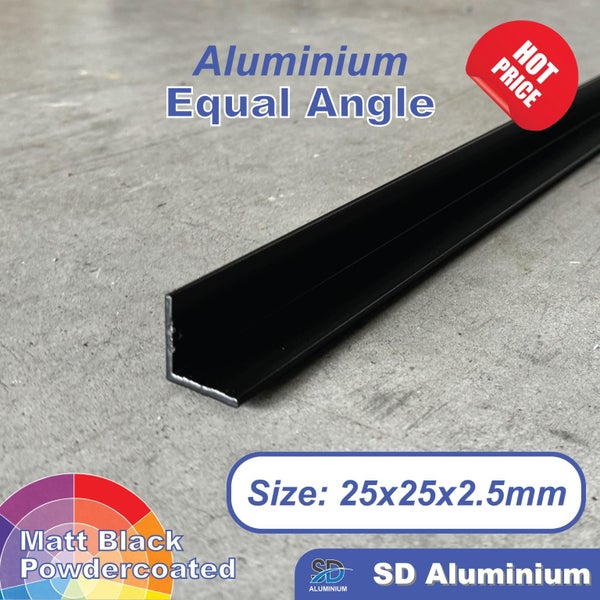 Powdercoated Aluminium Equal Angle - 6M Length - Range of Size & Color Available Carousel 1