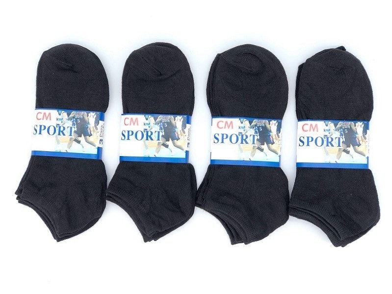 60 Pairs Thin Black Ankle Socks NZ Sizes M7-11/W8-12 Cotton Blend, Stretch Fit Carousel 2