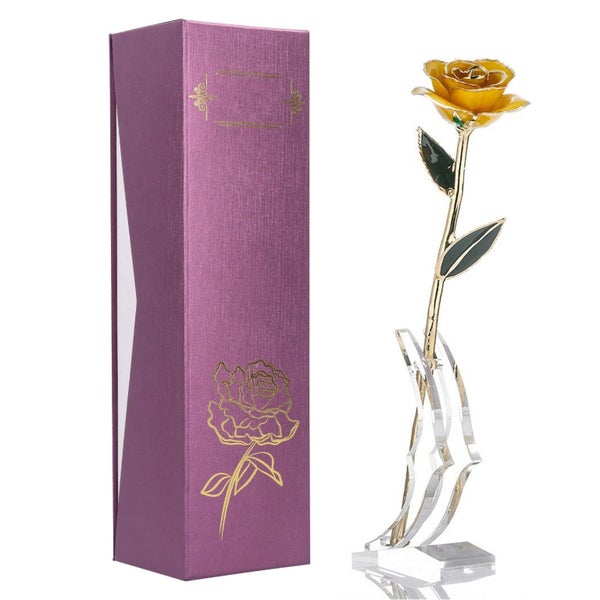 24k gold-plated real rose rose with base valentine's day rose 24K Gold Plated Carousel 5