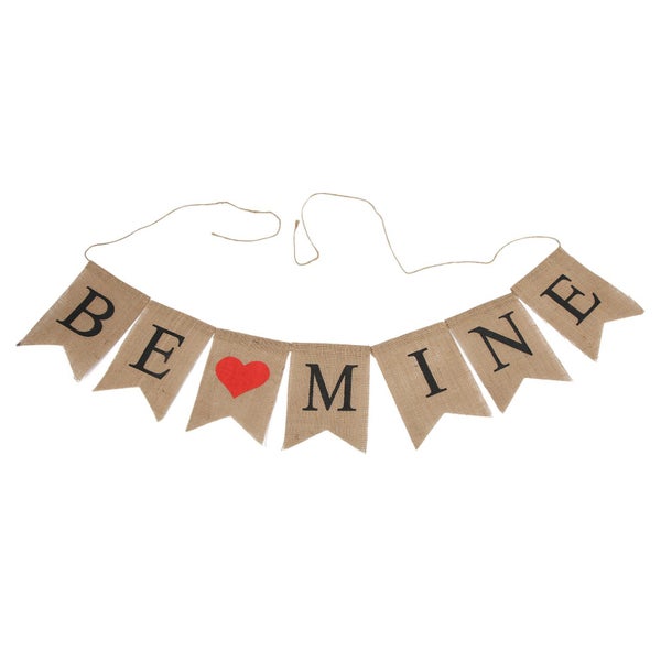 hanging decorations Valentines Day Banner BE MINE Heart Burlap Tuxedo Carousel 5