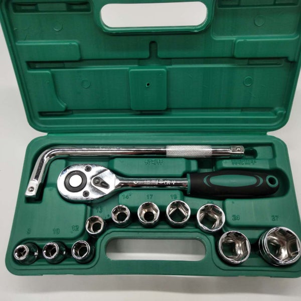 13pcs 1/2 Inch 6-point Ratchet Socket Wrench Set Drive Socket Repairing Kit Carousel 1