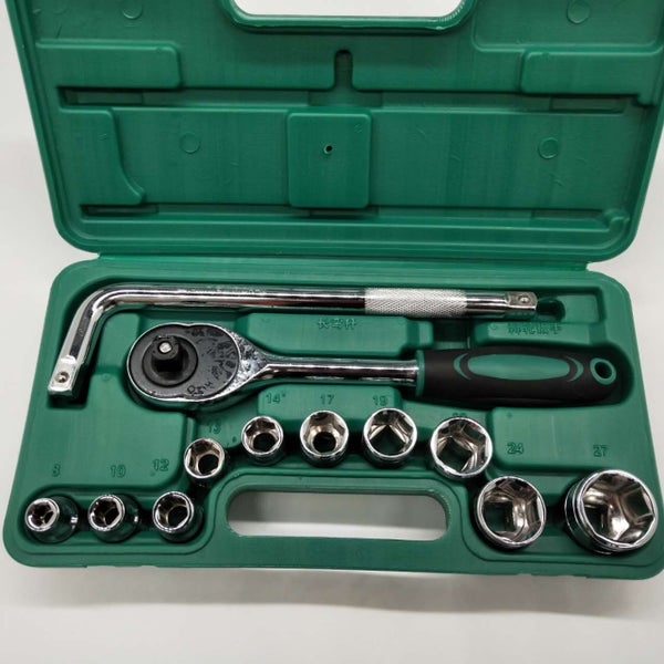 13pcs 1/2 Inch 6-point Ratchet Socket Wrench Set Drive Socket Repairing Kit Carousel 2