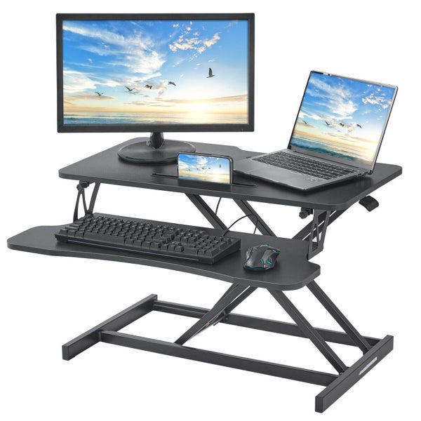 New Standing Desk Converter 2-Tier Stand up Desk 31.5 inch Adjustable Height Carousel 1