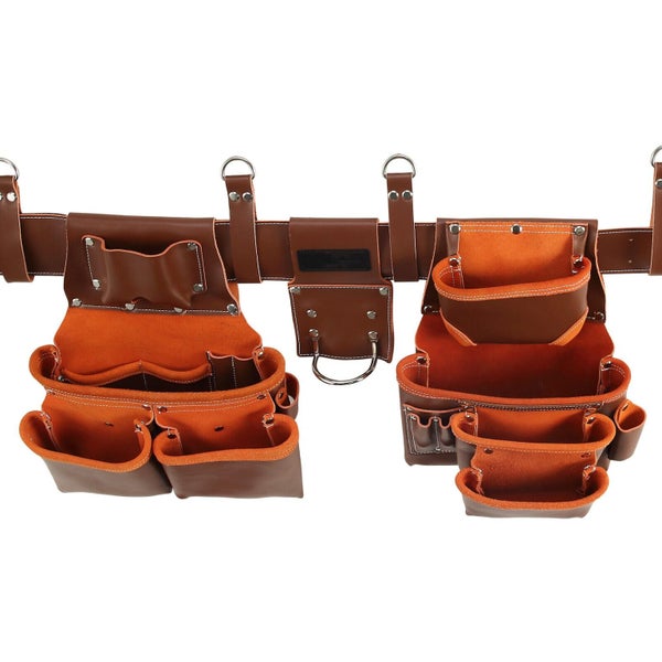New Tool Belt with Suspenders Adjustable Carpenter Tool Pouch Genuine Leather Carousel 12