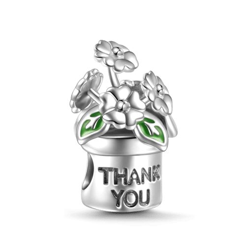 Sterling Silver Thank You Flowerpot Charm Carousel 1