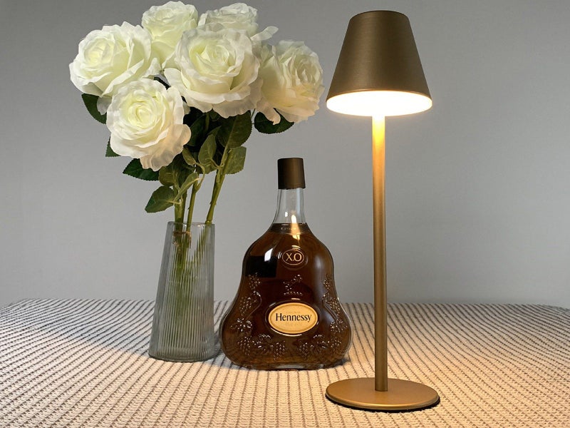 Cordless LED Table Lamp Touch Dimming Desk Lamp Portable Bar Night Light Gold Carousel 2