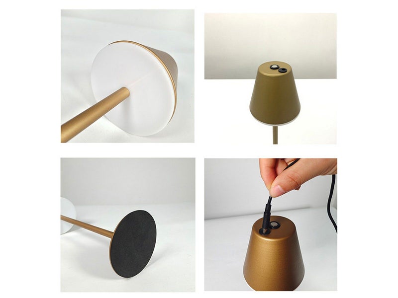 Cordless LED Table Lamp Touch Dimming Desk Lamp Portable Bar Night Light Gold Carousel 4