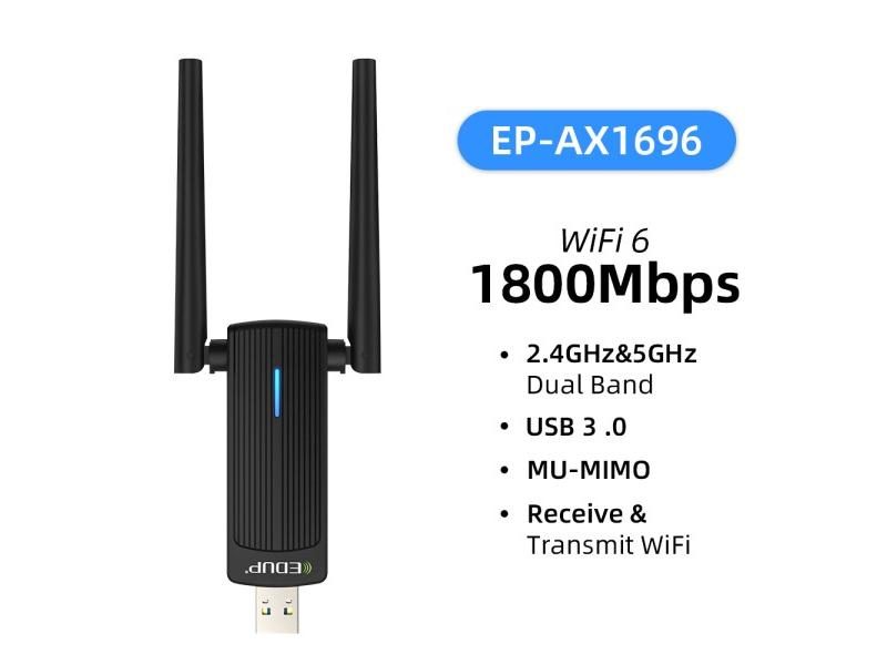 EDUP WiFi 6 USB Adapter Dual Band AX1800 USB3.0 For Desktop Laptop Carousel 1
