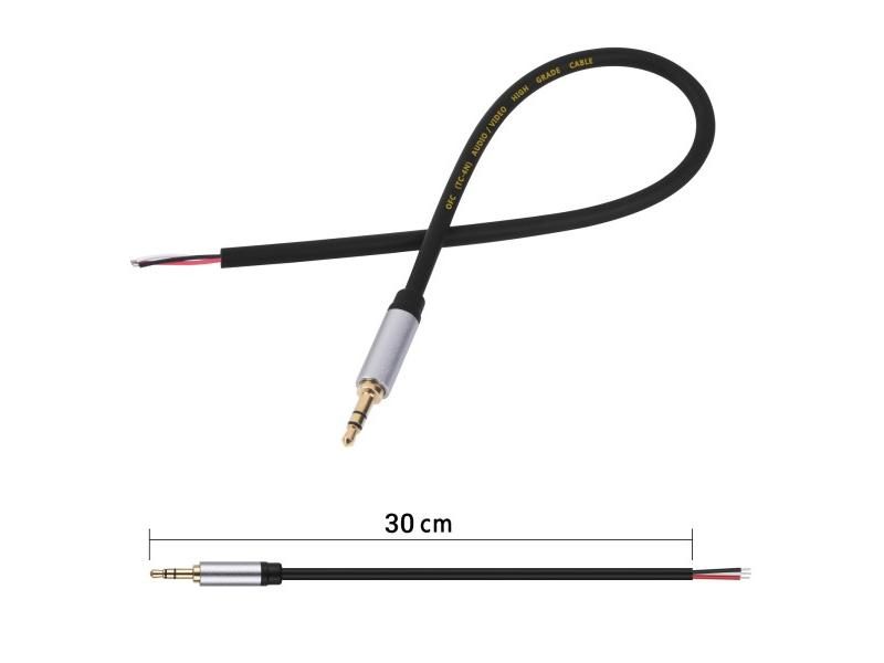 3.5mm Male Plug To Bare Wire Open End TRS 3 Pole Stereo 1 8" Cable For Headset Carousel 1
