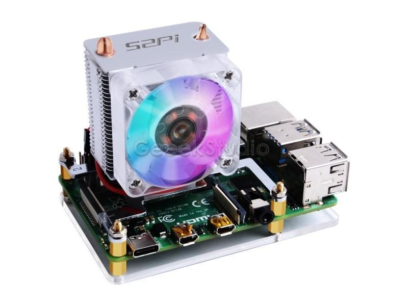 ICE-Tower CPU Fan 7 Colors Light Bracket 5-layer Cooler For Raspberry Pi 4B / Carousel 1