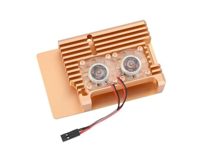 Raspberry Pi 4 Aluminum Case With Dual Cooling Fan Gold Metal Shell Black Carousel 1