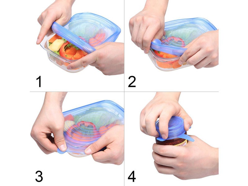 1 Set of Kitchen Silicone Stretch Lids White, 6-Pack of Various Sizes Carousel 2