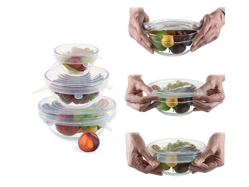 1 Set of Kitchen Silicone Stretch Lids White, 6-Pack of Various Sizes Carousel 4