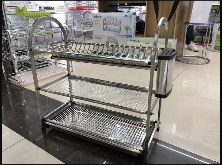 Dish Rack Stainless Steel 3 Tier Carousel 1