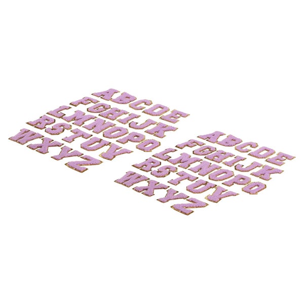 clothing patches 2 Sets 26 Letter Patches A To Z Letter Patches Purple Gold Trim Carousel 1