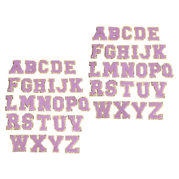 clothing patches 2 Sets 26 Letter Patches A To Z Letter Patches Purple Gold Trim Carousel 2