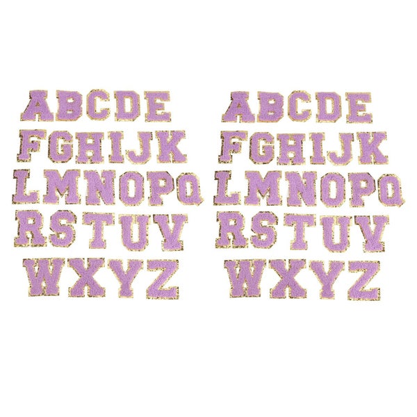 clothing patches 2 Sets 26 Letter Patches A To Z Letter Patches Purple Gold Trim Carousel 5