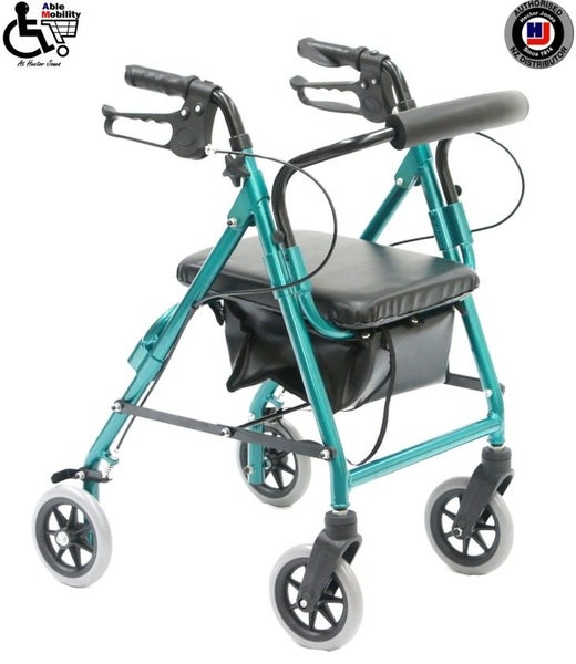Mobility Walker MP10103G Petite Rollator - 6” Wheel - Black with Green speckles Carousel 1