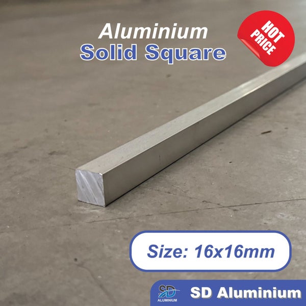 6061-T6 Aluminium Solid Square Bar - 16x16mm - 3m Length Carousel 1