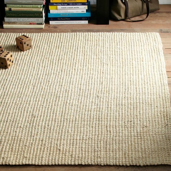 280 x 200 cm Jute Handwoven Rug - off white Carousel 1