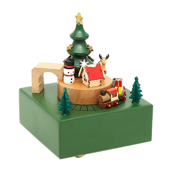 train music box christmas train musical box wooden music box Wooden Train Music Carousel 5
