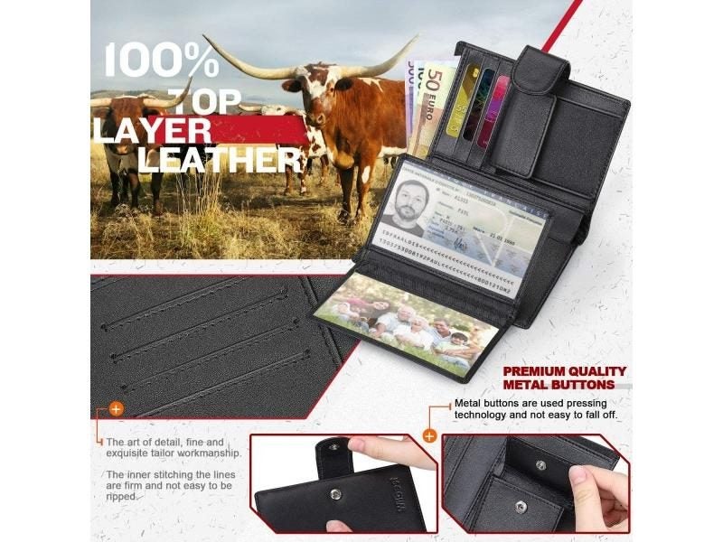 Men Genuine Leather Wallet With RFID Coin Note Compartment Black Carousel 1