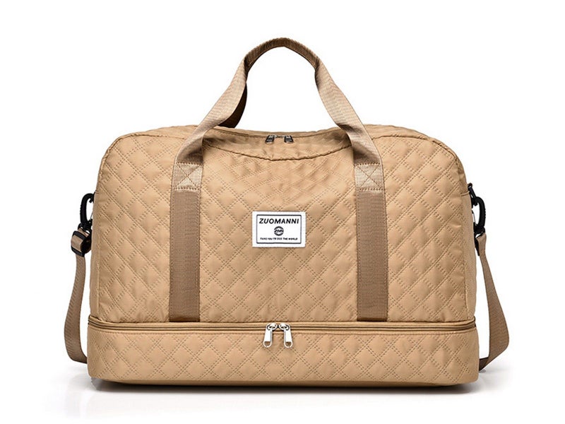 Large Capacity Travel Duffel Bag Versatile Shoe Compartment Tote Bag Khaki Carousel 2