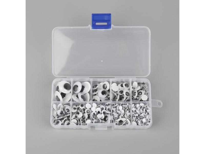 700Pcs/box 10 Grid Self-adhesive Wiggly Googly Eyes 4-15mm For Toys/dolls DIY Carousel 1