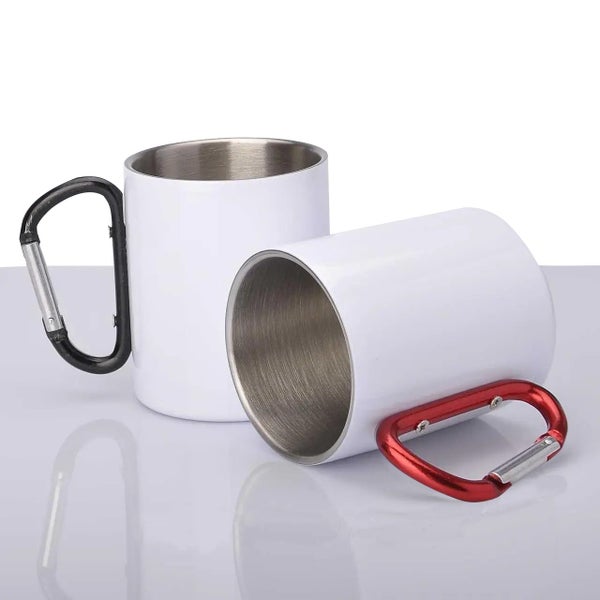 Sublimation White Stainless Steel Mug With Colour Carabiner Handle Carousel 2
