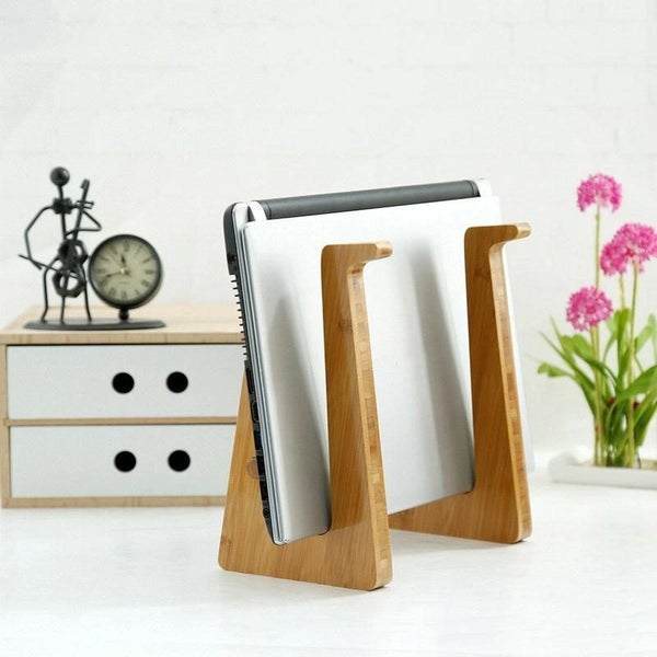 Large Bamboo Wood Computer Cooling Bracket Beech Wood Tablet Desktop Storage ... Carousel 1