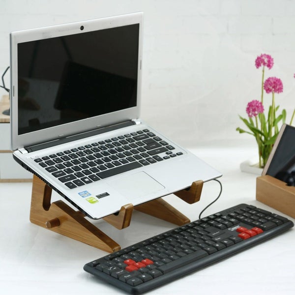 Large Bamboo Wood Computer Cooling Bracket Beech Wood Tablet Desktop Storage ... Carousel 8