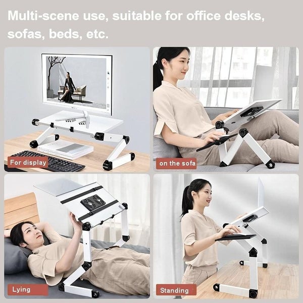 Folding Computer Desk Laptop Stand Foldable Lifting Heightening Storage Porta... Carousel 7