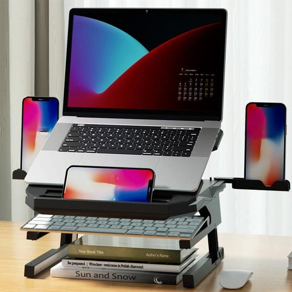 Double Layer Foldable Lift Laptop Stand Aluminum Computer Heightening Bracket... Carousel 2