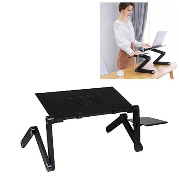 Portable 360 Degree Adjustable Foldable Aluminium Alloy Desk Stand with Doubl... Carousel 1