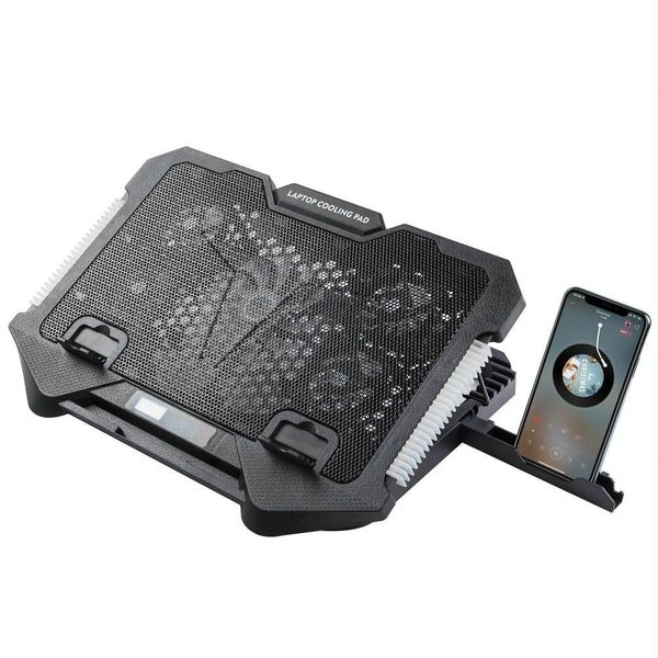 Adjustable 5 Fan RGB Laptop Cooling Pad with Phone Holder Carousel 6