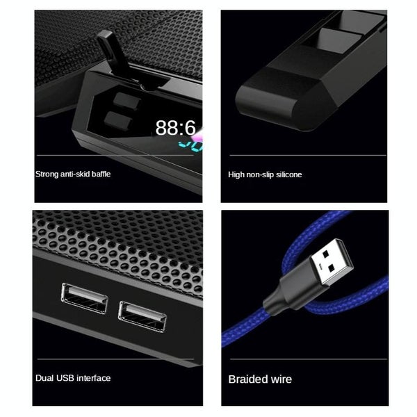 Adjustable RGB Laptop Cooling Base 6 Fans Carousel 11