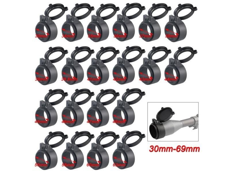 30mm-69mm Hunting Transparent Rifle Scope Lens Cover Tactical Sight Flip Up Carousel 1