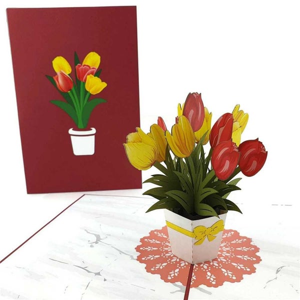 Colorpop Red And Yellow Tulips Greeting Card Carousel 1