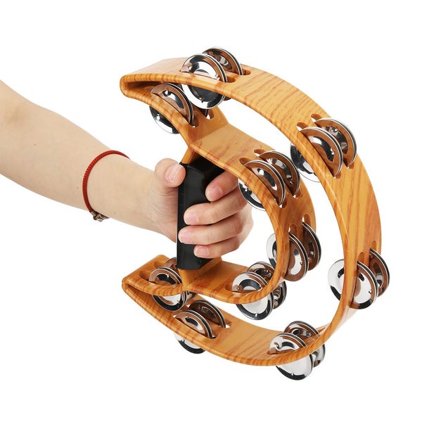 half moon handbell Double Row Handbell Tambourine Metal Jingles with Ergonomic Carousel 1