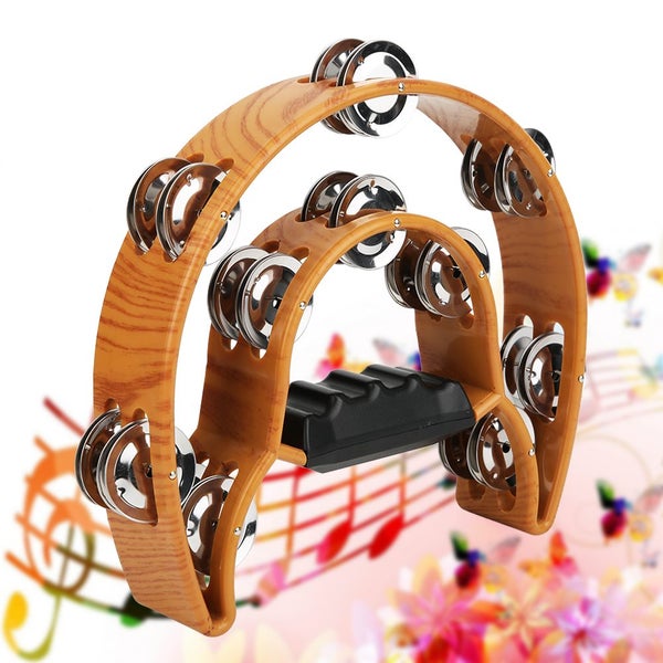 half moon handbell Double Row Handbell Tambourine Metal Jingles with Ergonomic Carousel 2