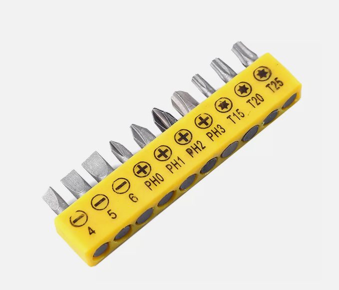 Multipurpose 10 In 1 Screwdriver Set with L Shaped Wrench Drivers and Flat Bits Carousel 2