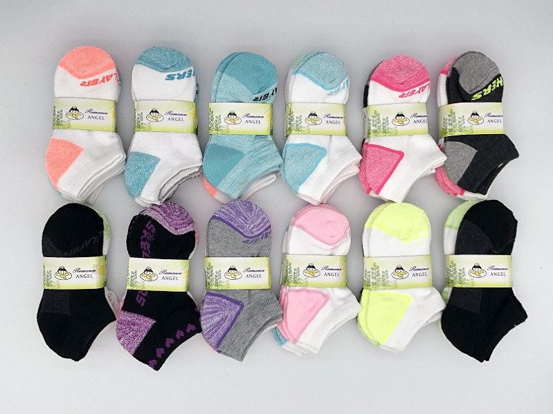 (60 Pairs)Kids' Ankle Socks Cushion Socks 2-4 Years Bulk Sale Carousel 3