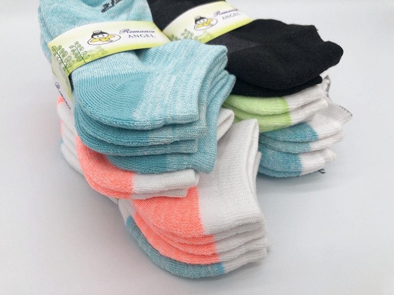 (60 Pairs)Kids' Ankle Socks Cushion Socks 2-4 Years Bulk Sale Carousel 1