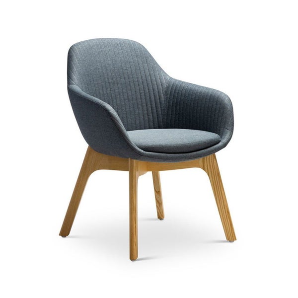 Ava Chair with Wooden Leg Base - Grey Fabric Carousel 1