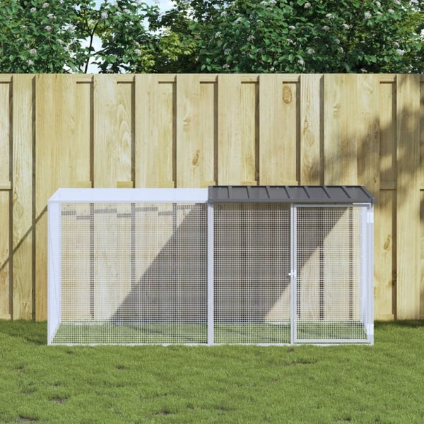 Chicken Cage with Roof Anthracite 203x98x90 Cm Galvanised Steel Tonkbtk Carousel 1