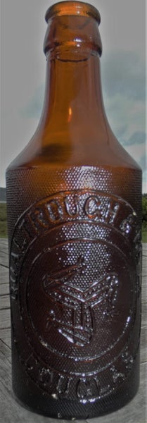 ANTIQUE 1920's Isle of Man QUALTROUGH GINGER BEER Bottle "THREE LEGS" Triskelion Carousel 2