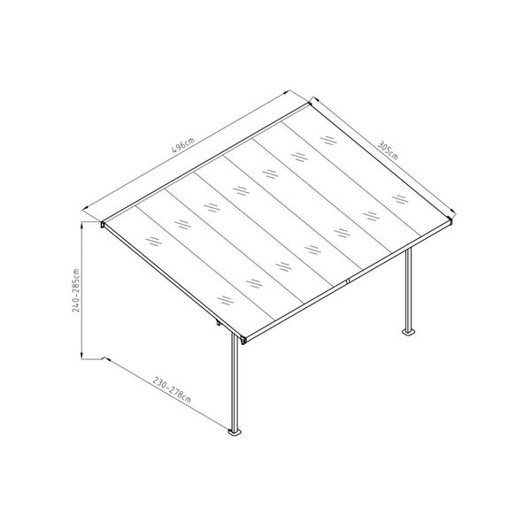 4960 L x 3050 W Aluminium Canopy, Patio cover, Carport, Lean To Pergola,8mm Roof Carousel 2